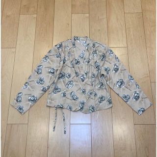 80s vintage flower letters blouse(シャツ/ブラウス(長袖/七分))