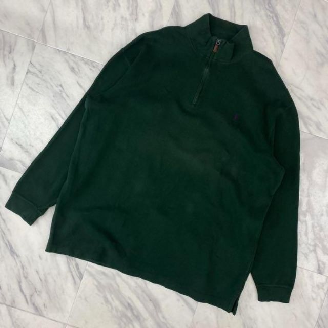 Ralph Lauren(ラルフローレン)のラルフローレン 90s ハーフジップ スウェット 緑 深緑 ビッグサイズ メンズのトップス(ニット/セーター)の商品写真