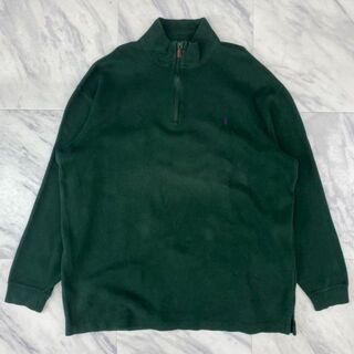 ラルフローレン(Ralph Lauren)のラルフローレン 90s ハーフジップ スウェット 緑 深緑 ビッグサイズ(ニット/セーター)