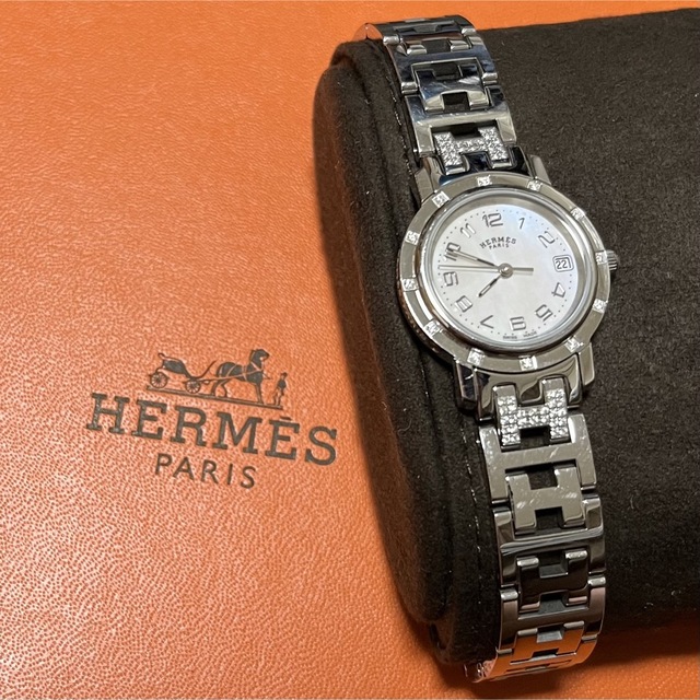 Hermes(エルメス)のエルメス　クリッパー　ナクレ　ダイヤ レディースのファッション小物(腕時計)の商品写真