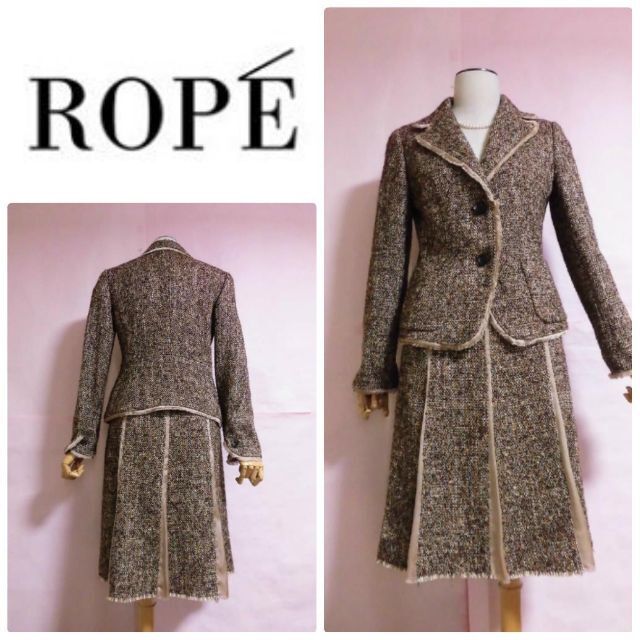 【ROPE/ロペ】スカートスーツ　ツィード　ブラウン系　サイズ9のサムネイル