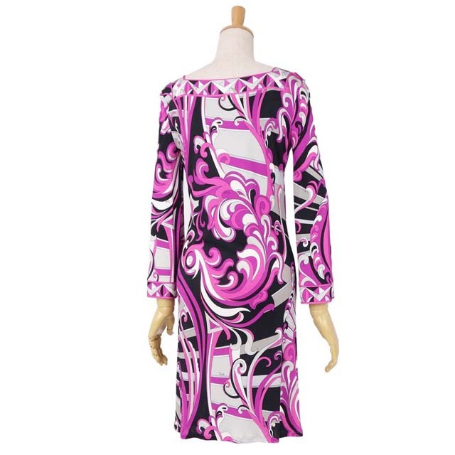 【美品】EMILIO PUCCI レースドッキングワンピース パープル 膝丈