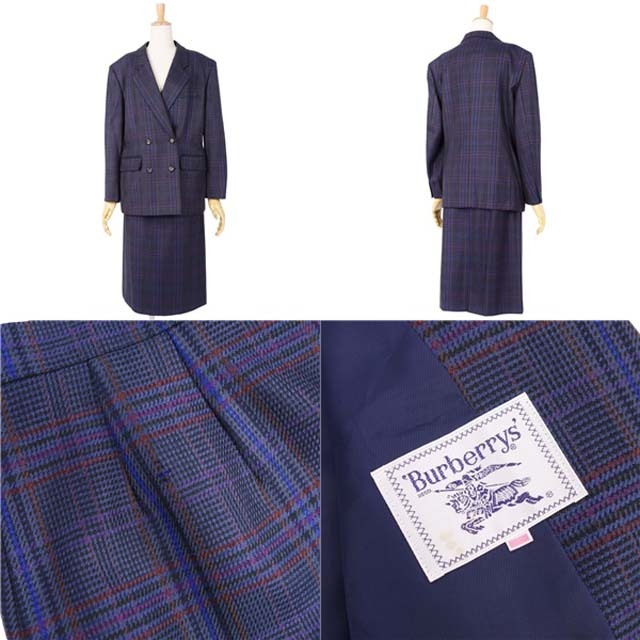 BURBERRY(バーバリー)のVintage バーバリー スーツ ツイード ジャケット スカート 11AR レディースのフォーマル/ドレス(スーツ)の商品写真