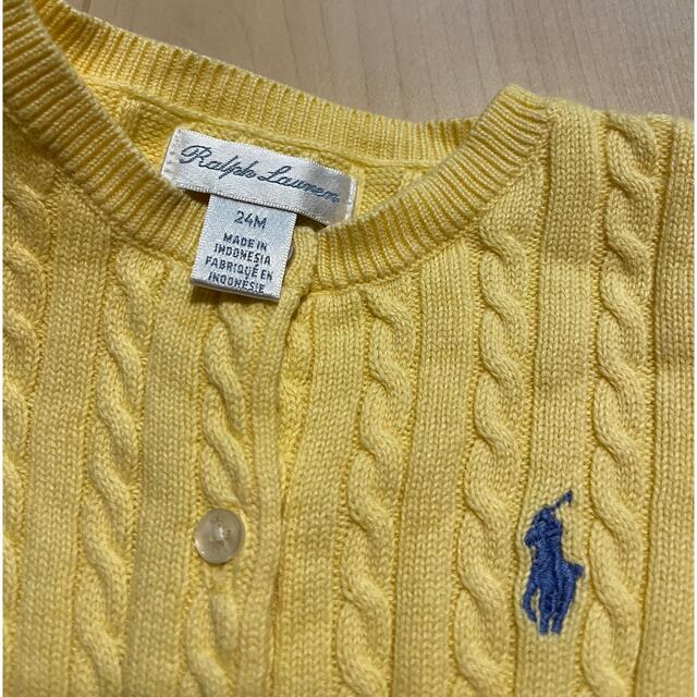 Ralph Lauren(ラルフローレン)のラルフローレン コットンニットカーディガン 24M(サイズ90) 黄色 キッズ/ベビー/マタニティのキッズ服女の子用(90cm~)(カーディガン)の商品写真