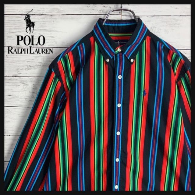 POLO RALPH LAUREN(ポロラルフローレン)の【入手困難】 ラルフローレン マルチストライプ ロゴ刺繍入りBDシャツ 美品 メンズのトップス(シャツ)の商品写真