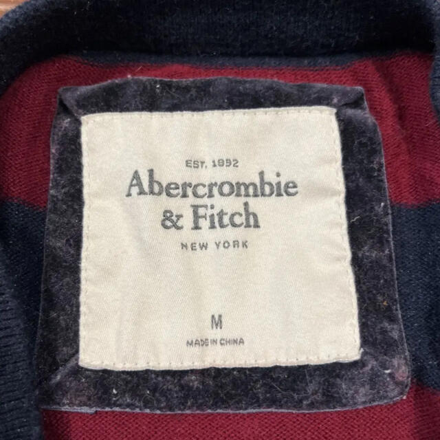 Abercrombie&Fitch(アバクロンビーアンドフィッチ)のアバクロ  ボーダーニットカーディガン　リボン レディースのトップス(カーディガン)の商品写真