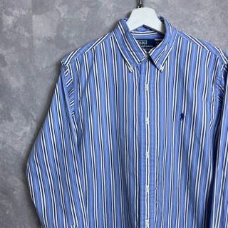 Ralph Lauren - ラルフローレン 90s ストライプシャツ 青 ブルー ワン ...