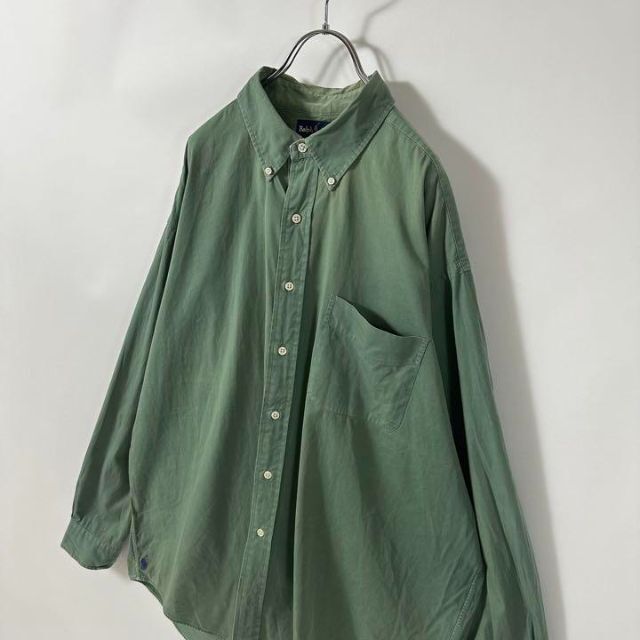 ラルフローレン　BIGSHIRT 裾ポニー　長袖シャツ　緑　XL ゆるだぼ