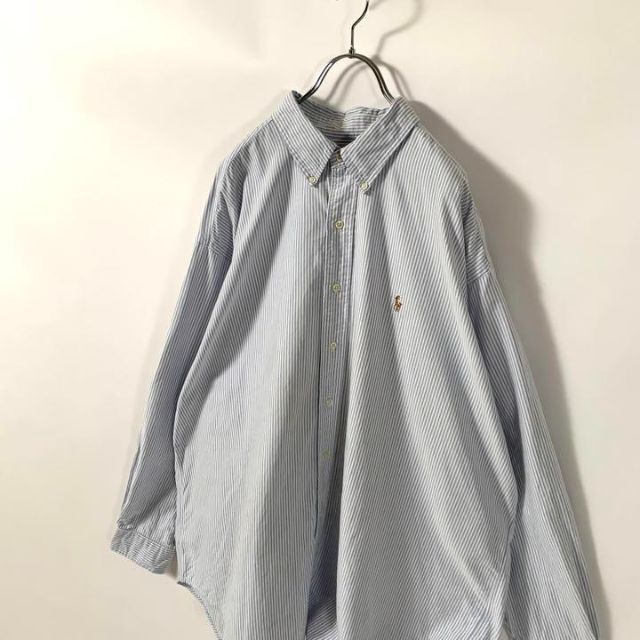 Ralph Lauren(ラルフローレン)のラルフローレン　長袖シャツ　ストライプ　青　BLAKE XXL 古着　90s メンズのトップス(シャツ)の商品写真