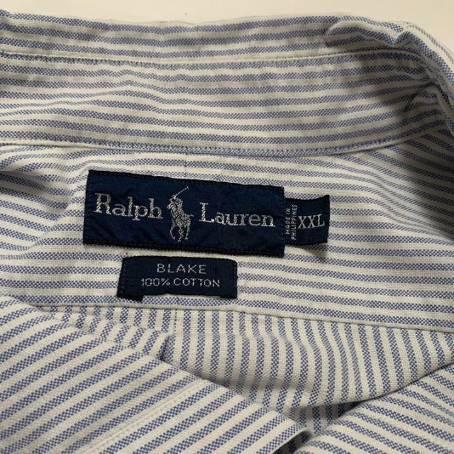 Ralph Lauren(ラルフローレン)のラルフローレン　長袖シャツ　ストライプ　青　BLAKE XXL 古着　90s メンズのトップス(シャツ)の商品写真