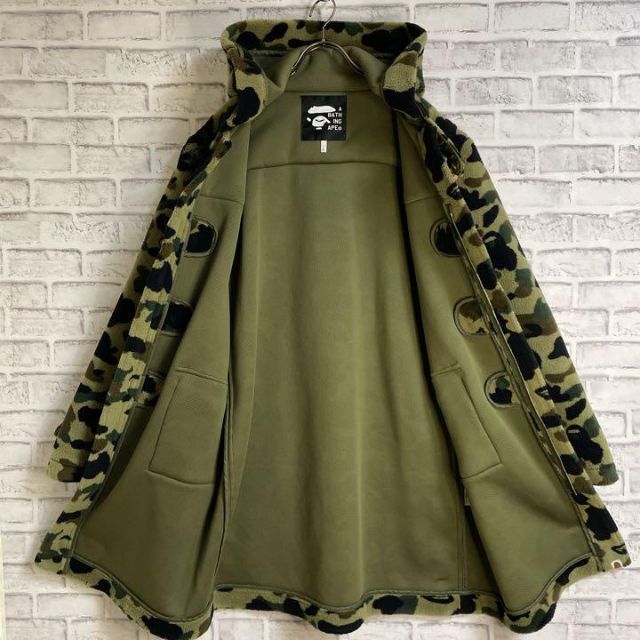 A BATHING APE アベイシングエイプ フリースダッフルコート サルカモ