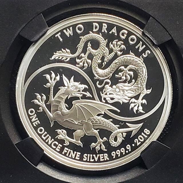 NGC社最高鑑定★2018年イギリス Two Dragons銀貨★PF70UC エンタメ/ホビーのコレクション(その他)の商品写真