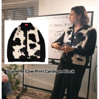 シュプリーム(Supreme)の【Lサイズ】Supreme Cow Print Cardigan Black(カーディガン)