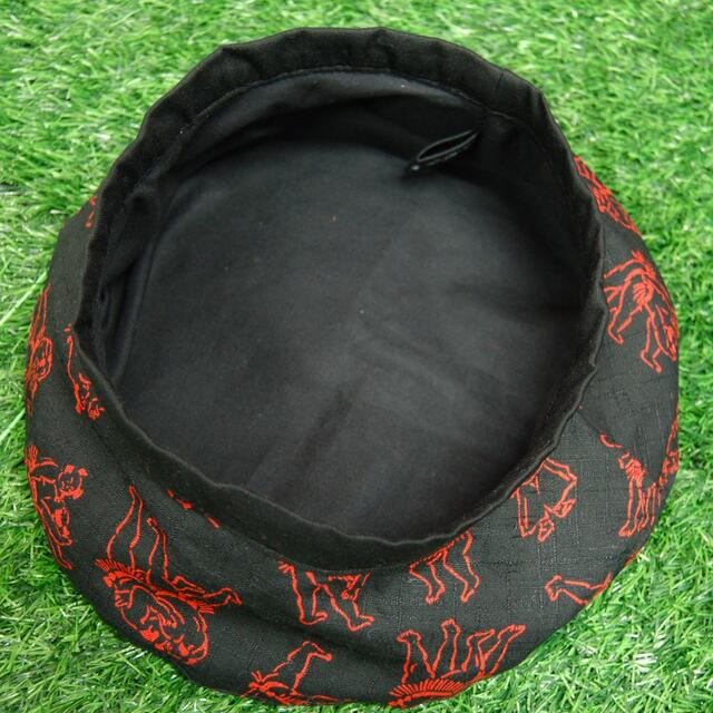 相撲柄　コットンベレー帽:ブラック レディースの帽子(ハンチング/ベレー帽)の商品写真