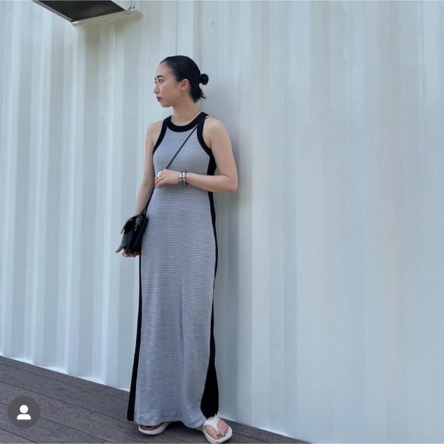 マーケティング 完売 TODAYFUL パイピングリブドレス ネイビー36サイズ