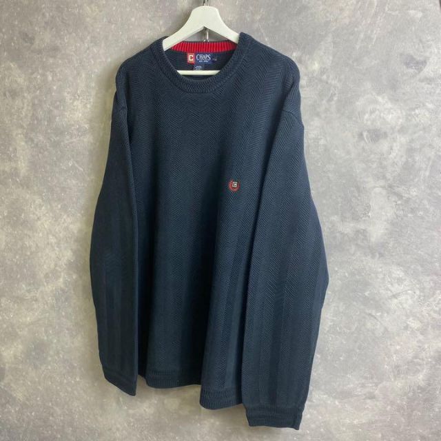 Ralph Lauren(ラルフローレン)のチャップスラルフローレン 90s ワンポイントロゴ ニット セーター ネイビー メンズのトップス(ニット/セーター)の商品写真