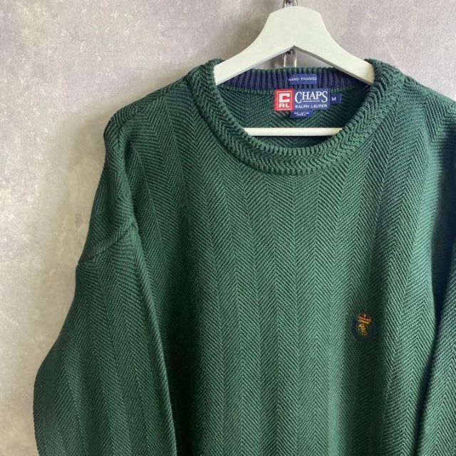 チャップスラルフローレン 90s ワンポイントロゴ ニット セーター 深緑