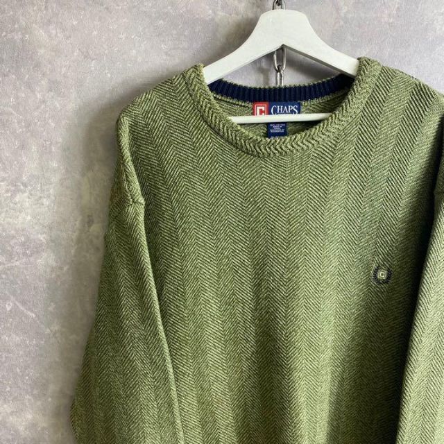 チャップスラルフローレン 90s ワンポイントロゴ ニット セーター カーキ | フリマアプリ ラクマ