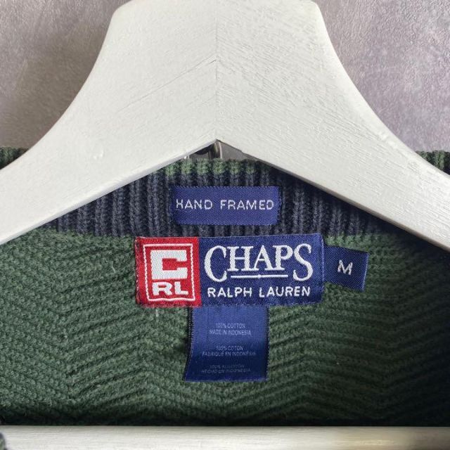 Ralph Lauren(ラルフローレン)のチャップスラルフローレン 90s ワンポイントロゴ ニット セーター 深緑 メンズのトップス(ニット/セーター)の商品写真