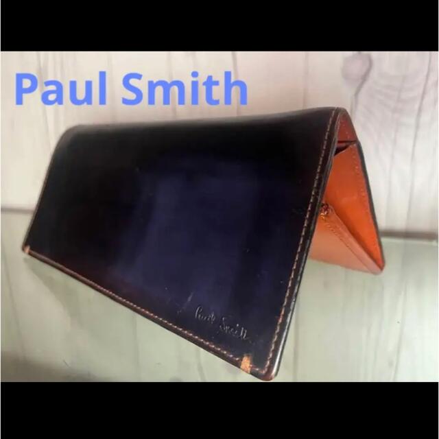 Paul Smith ポールスミス　黒　オレンジ　コードバン　長財布　折り財布 | フリマアプリ ラクマ