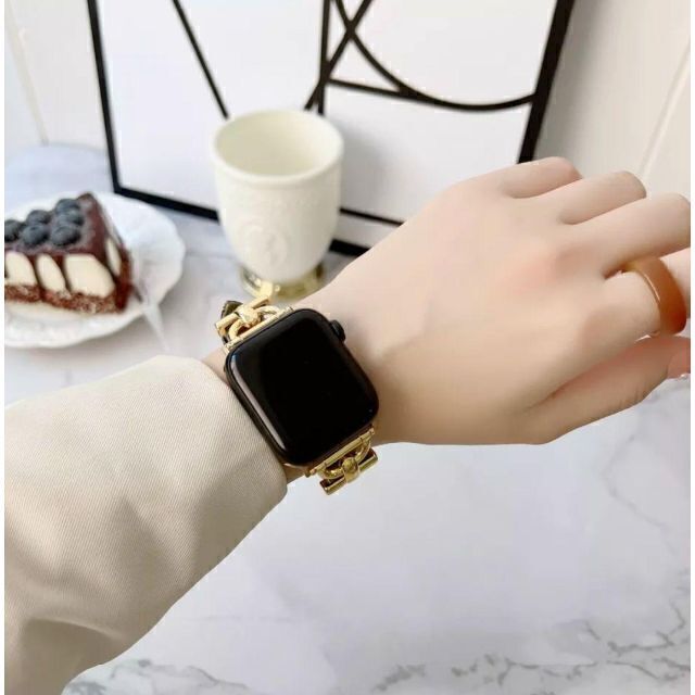 国内正規品 Apple Watch 38 40 41mm レザーバンド くすみ 緑 新品