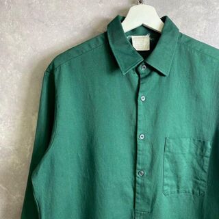 ビンテージ ミリタリー ロングシャツ 深緑 グリーン アノラック 変形(シャツ)