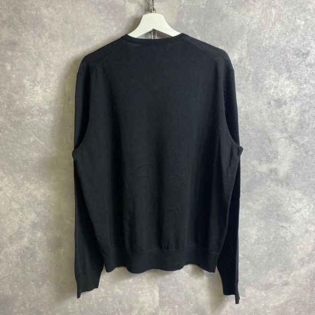 Ralph Lauren(ラルフローレン)のレア ラルフローレン 90s ウールセーター 薄手 黒 ブラック ワンポイント メンズのトップス(ニット/セーター)の商品写真