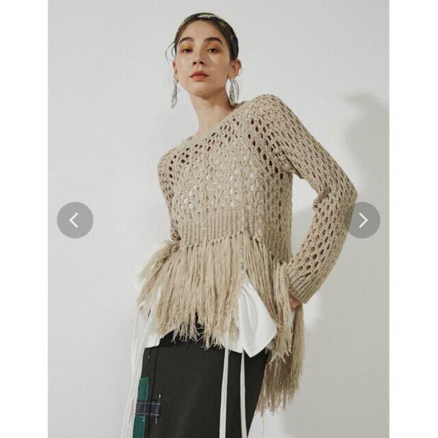 クリスマスファッション Ameri VINTAGE - UN3D. MESH FRINGE KT メッシュフリンジニット ニット+セーター