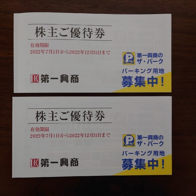 第一興商 株主優待券 2冊 10，000円分 ビックエコー-