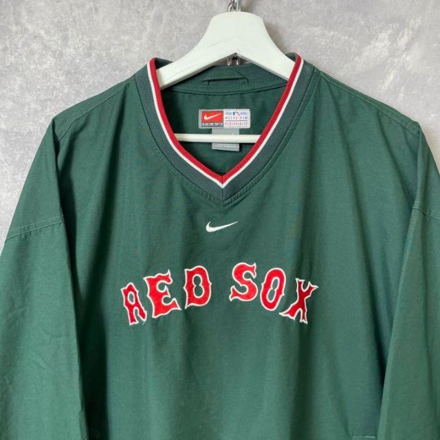 NIKE - ナイキ 90s ナイロンプルオーバー REDSOX 緑 センターロゴ 刺繍