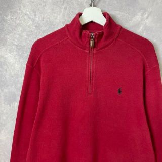 ラルフローレン(Ralph Lauren)のラルフローレン 90s ハーフジップニット 赤 ダークレッド ワンポイント(ニット/セーター)