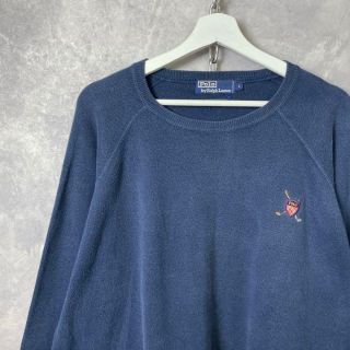 ラルフローレン(Ralph Lauren)のラルフローレン 90s ワンポイントニット セーター ネイビー POLO(ニット/セーター)