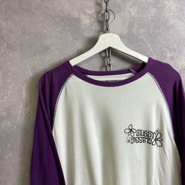 ステューシー 7分袖Tシャツ 白 紫 ステューシークラシック ラグラン | フリマアプリ ラクマ