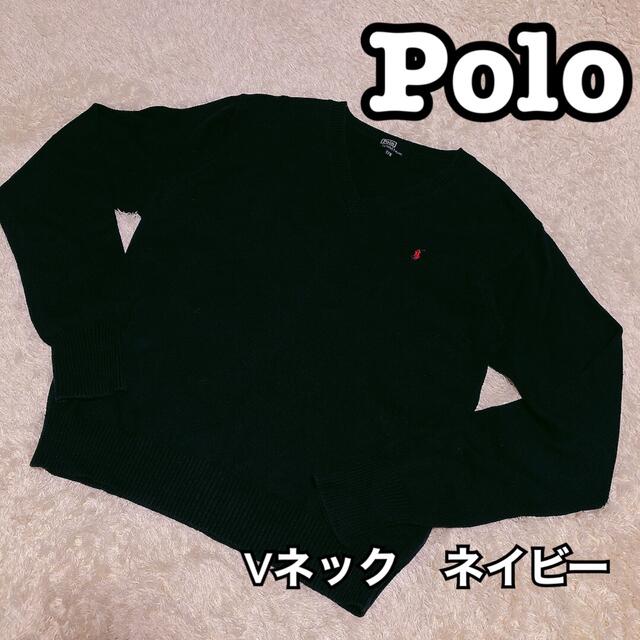 POLO RALPH LAUREN(ポロラルフローレン)のPOLO ラルフローレン　Vニットセーター　170cm ワンポイント　刺繍ロゴ メンズのトップス(ニット/セーター)の商品写真