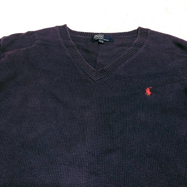 POLO RALPH LAUREN(ポロラルフローレン)のPOLO ラルフローレン　Vニットセーター　170cm ワンポイント　刺繍ロゴ メンズのトップス(ニット/セーター)の商品写真