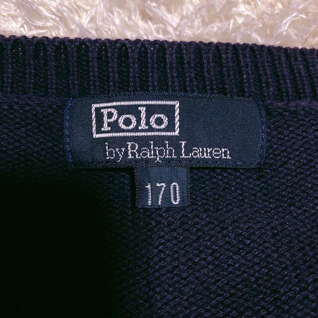 POLO RALPH LAUREN(ポロラルフローレン)のPOLO ラルフローレン　Vニットセーター　170cm ワンポイント　刺繍ロゴ メンズのトップス(ニット/セーター)の商品写真