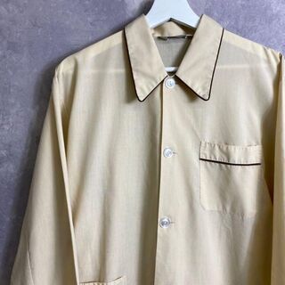 ビンテージパジャマシャツ 70s ベージュ 無地 ヒッピー ブラウン(シャツ)