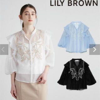 リリーブラウン(Lily Brown)のリリーブラウン 刺繍ボウタイブラウス WTH タグ付き(シャツ/ブラウス(長袖/七分))