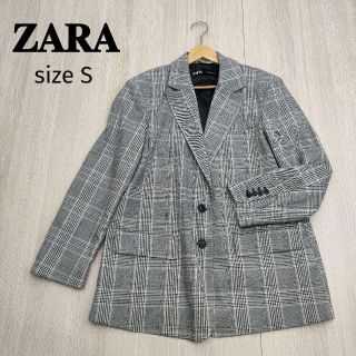 ZARA ザラ グレンチェック テーラードジャケット グレー S オーバーサイズ