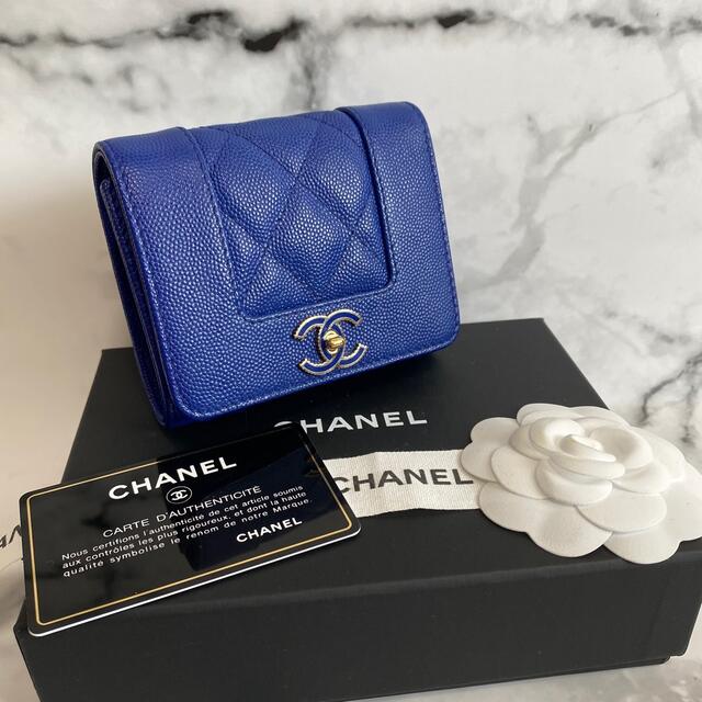 【付属品完備☆28番台】CHANEL ミニウォレット マドモアゼル / ブルー