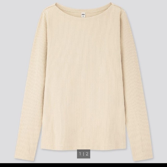 UNIQLO(ユニクロ)のUNIQLO ユニクロ　リブボートネックT レディースのトップス(カットソー(長袖/七分))の商品写真