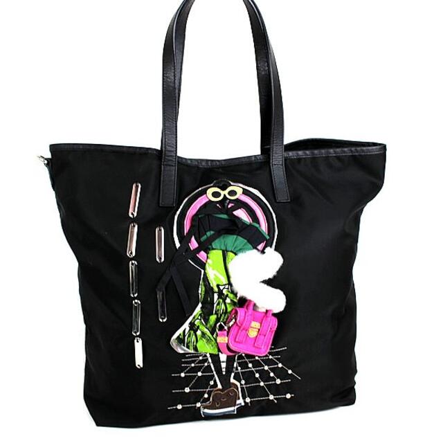 プラダ トートバッグ ハンドバッグ ナイロン 黒 ブラック 美品 PRADA q-