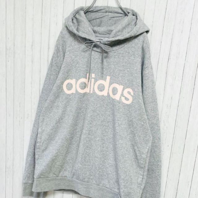 adidas(アディダス)のadidas　アディダス　パーカー　スウェット プルオーバー　グレー　L. メンズのトップス(パーカー)の商品写真