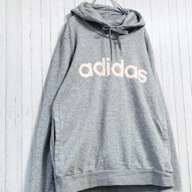 adidas(アディダス)のadidas　アディダス　パーカー　スウェット プルオーバー　グレー　L. メンズのトップス(パーカー)の商品写真