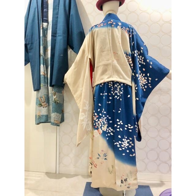 着物リメイク 中振袖 鴨 桜 ショート丈羽織 ロングスカート 着物リメイク 中振袖 鴨 桜 ショート丈羽織 ロングスカート