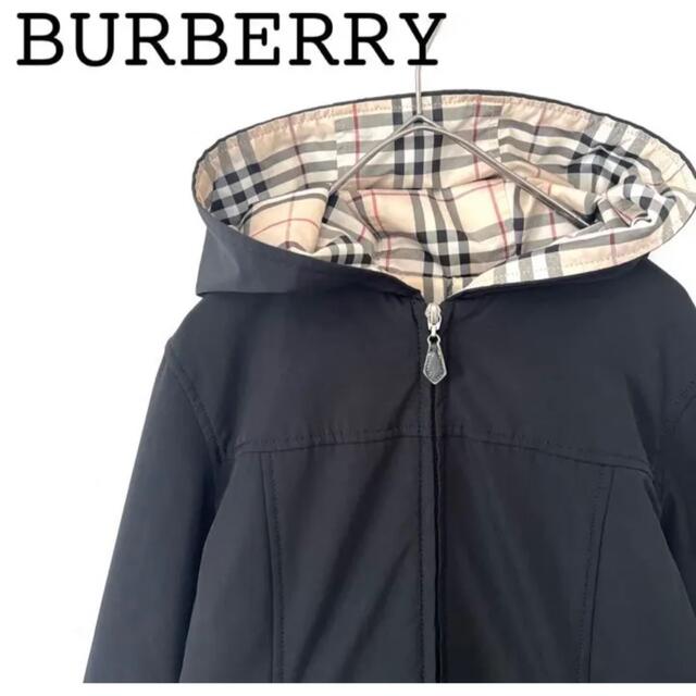 Burberry バーバリーキッズ 140 ナイロンコート ノバチェック柄 黒