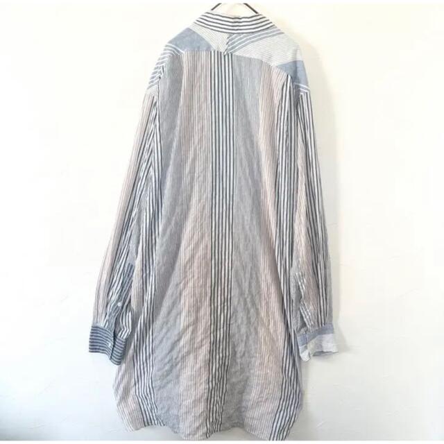 LOEWE ロエベ アシンメトリー パッチワーク ロングシャツ メンズ S
