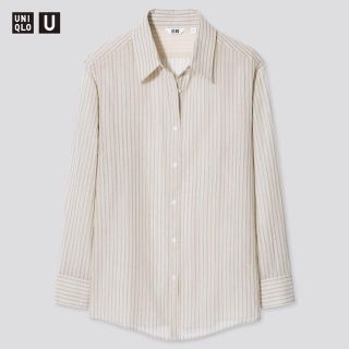 ユニクロ(UNIQLO)の【ユニクロ/ユー】シアーストライプシャツ/長袖【クリーム】(Tシャツ/カットソー(七分/長袖))