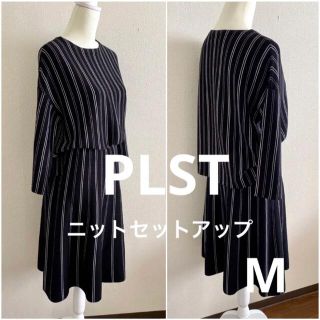 プラステ(PLST)のPLST プラステ ニットセットアップ ストライプ スカート M(セット/コーデ)