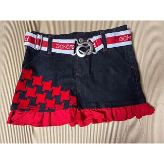 エコーアンリミテッド(ECKŌ UNLTD（ECKO UNLTD）)のecko red ミニ　デニム　スカート  訳あり(ミニスカート)